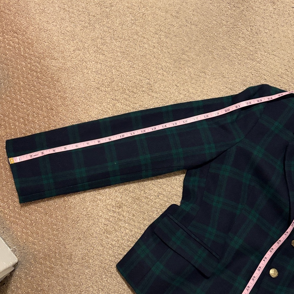 Rare!! J. Crew Black-watch (Black, Navy and Green) Plaid women’s wool Blazer. - Picture 6 of 9